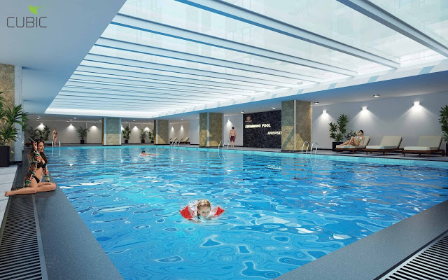 Tiện ích bể bơi 4 mùa tại tầng 4 Dự án chung cư 349 Vũ Tông Phan Riverside Garden