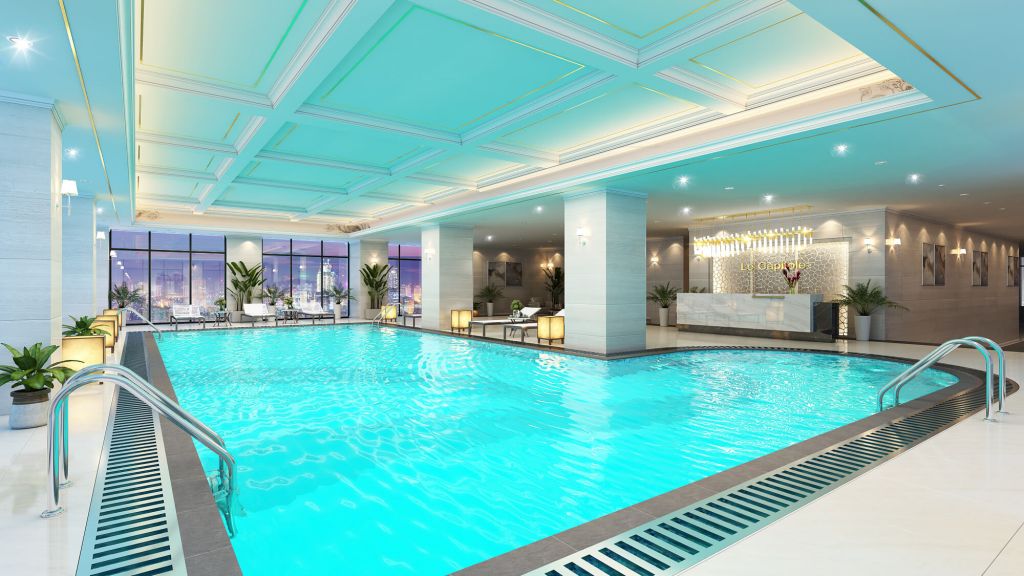 Tiện ích bể bơi bốn mùa tại chung cư Le Capitole 27 Thái Thịnh