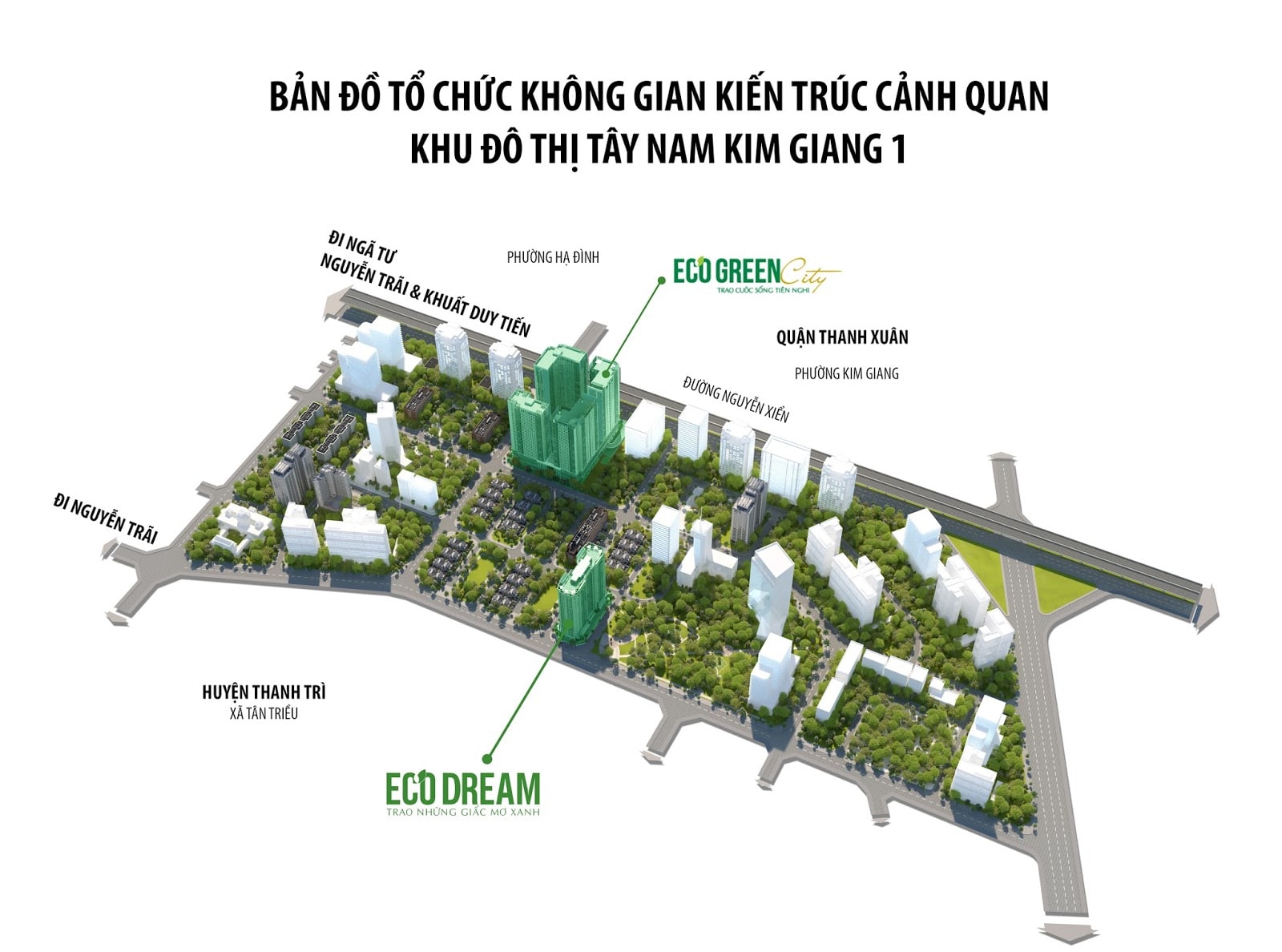 Chung cư Eco Dream City nằm trong khu đô thị Tây Nam Kim Giang.