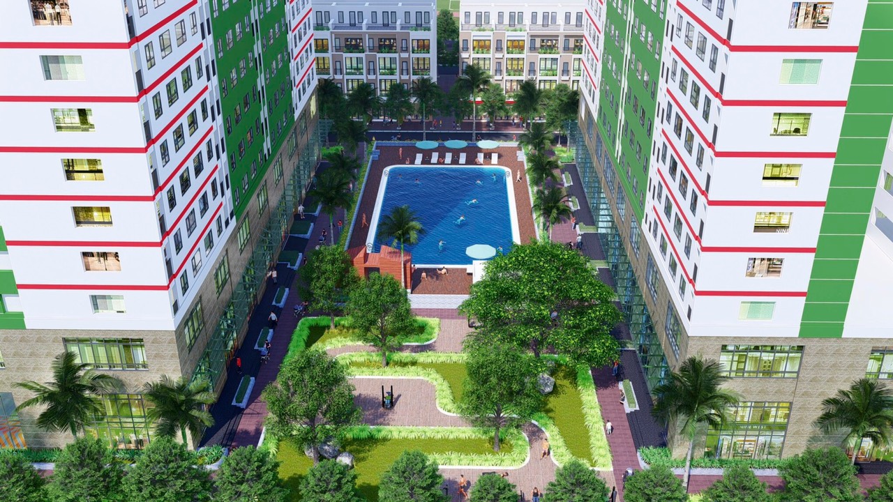 Bể bơi ngoài trời trong khuôn viên Dự án Nhà ở Xã hội EIC Complex Thanh Trì