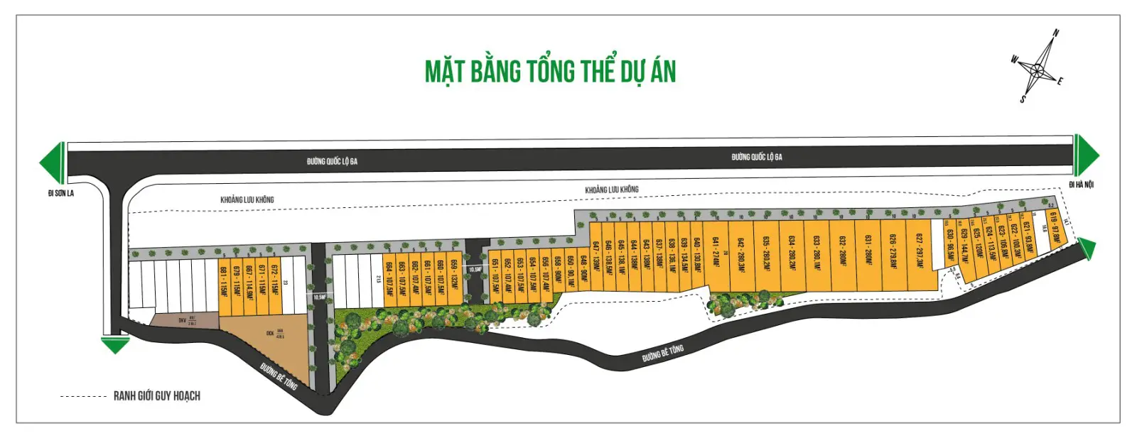 Mặt bằng chia lô Đất nền Quốc lộ 6 Kỳ Sơn Hòa Bình Km 61