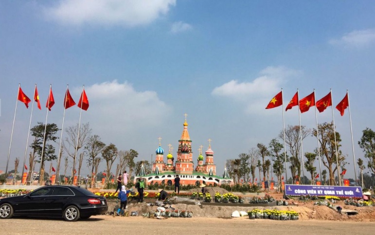 Ảnh thực tế Công viên Kỳ quan Thế giới KĐT Việt Hàn tháng 3 năm 2021