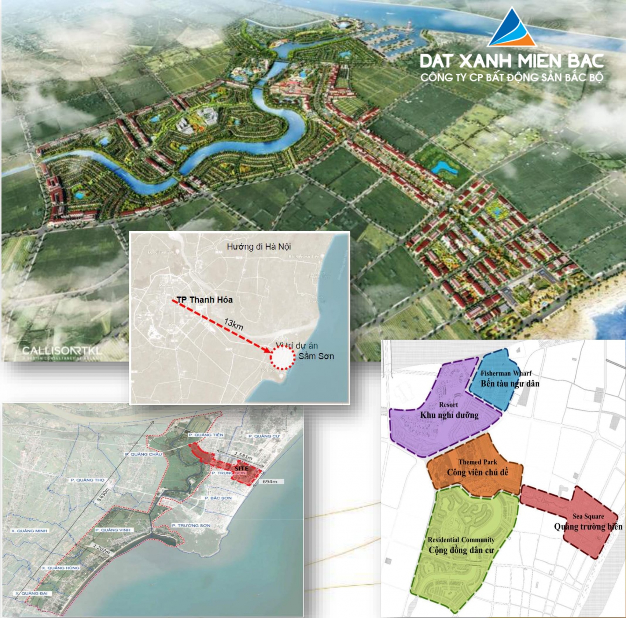 Tổng thể giai đoạn 1 và 2 giai đoạn của Dự án Sun Sầm Sơn Boulevard Thanh Hóa