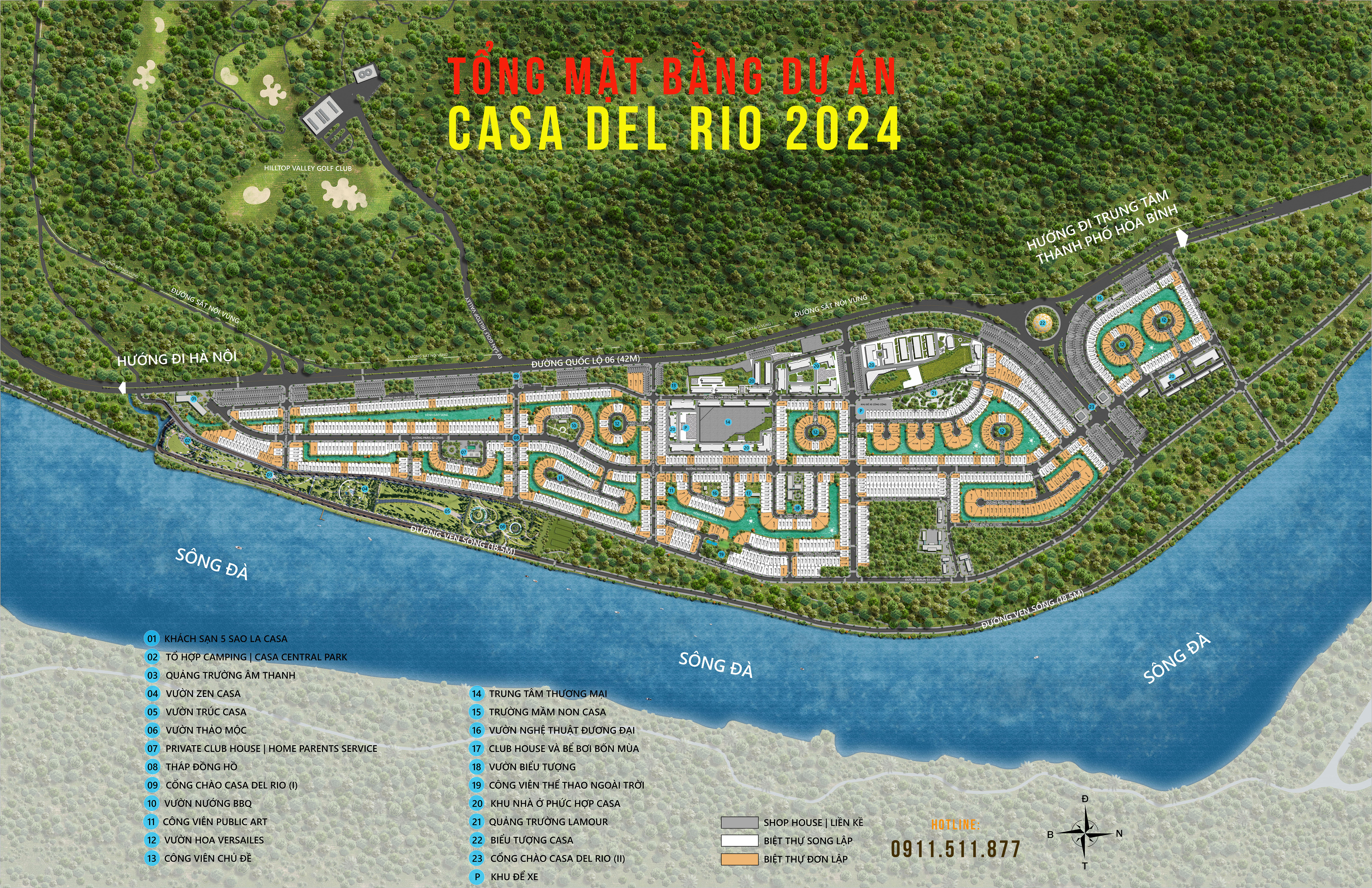Tổng mặt bằng Quy hoạch Dự án Casa Del Rio KĐT Trung Minh - TP Hòa Bình
