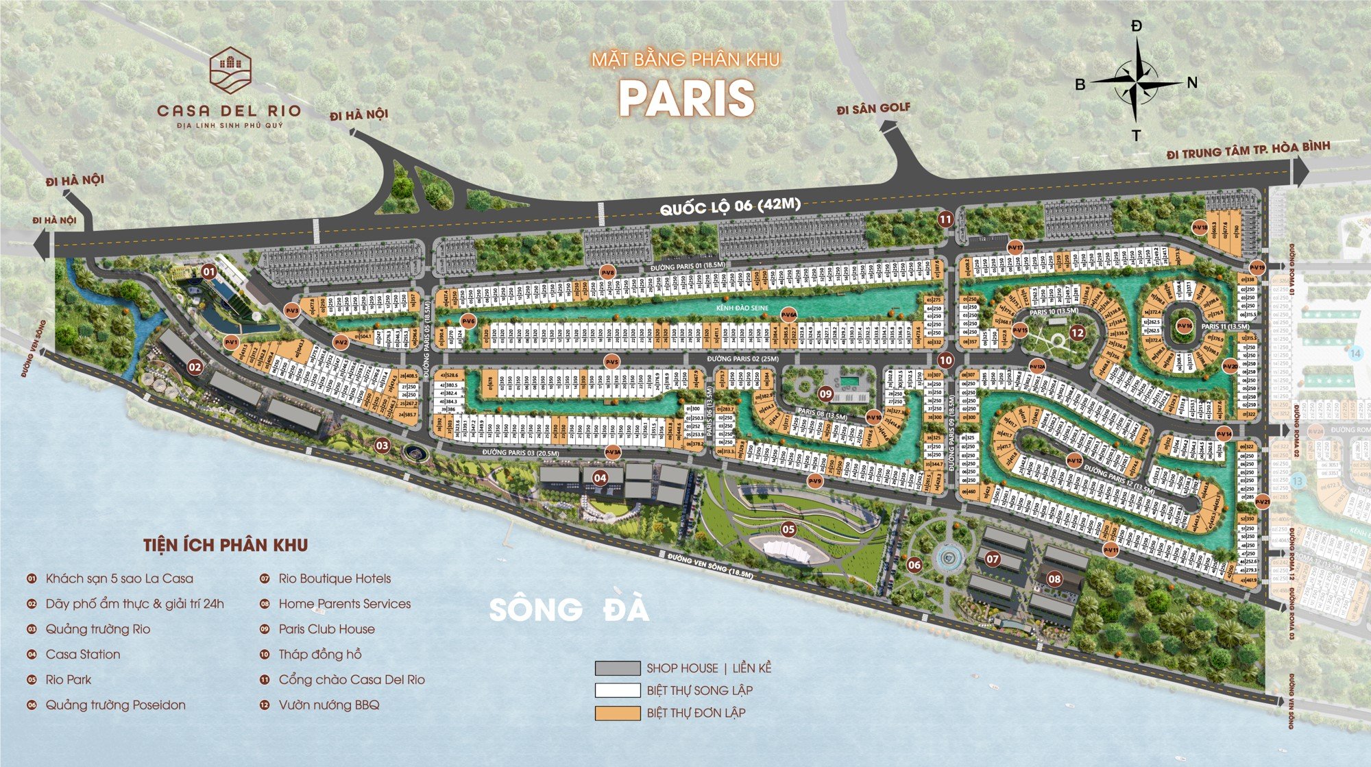 Mặt bằng Quy hoạch Phân lô Phân khu Raris Dự án Casa Del Rio