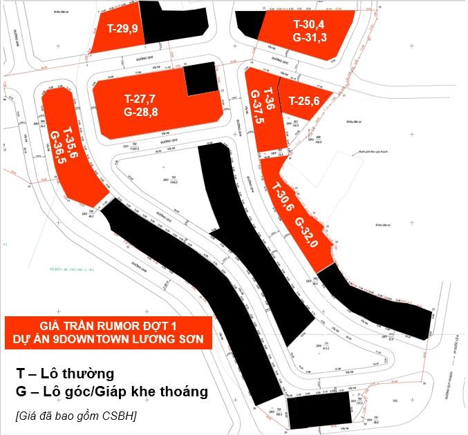 Bảng giá Dự án 9 Down Town Lương Sơn tháng 4/2022