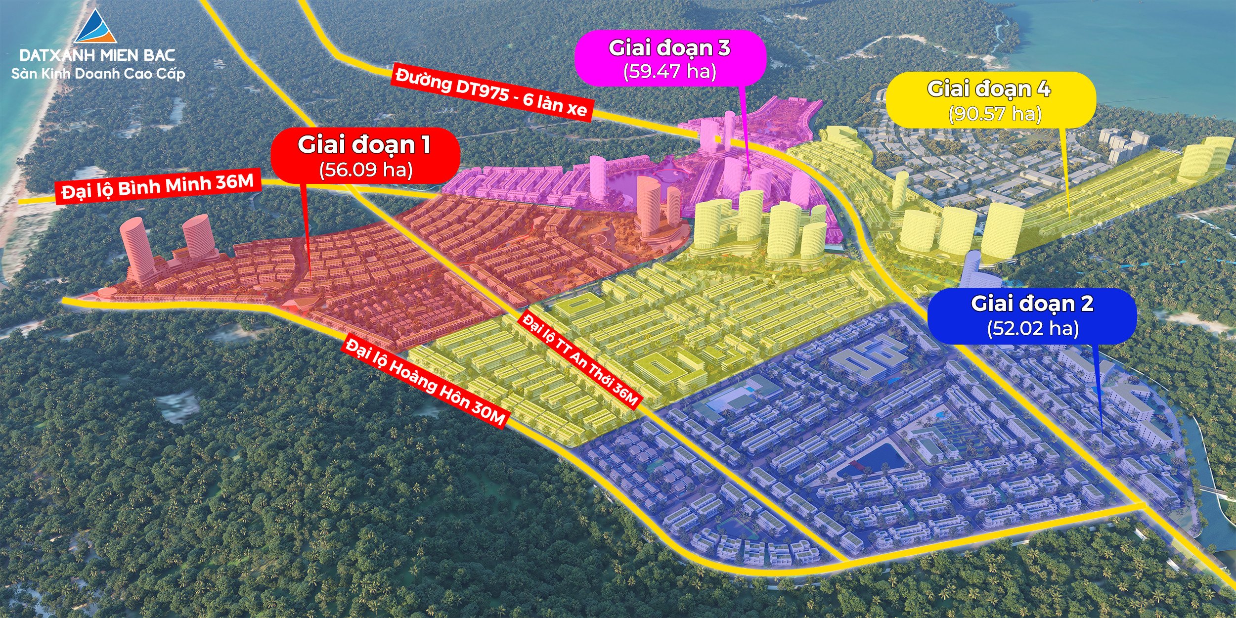 4 Giai đoạn cũng chính là 4 Dự án thành phần Meyhomes Capital Phú Quốc Crystal city