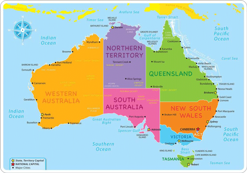 Úc Châu - Australia là quốc gia - châu lục được bao bọc bởi các Đại Dương