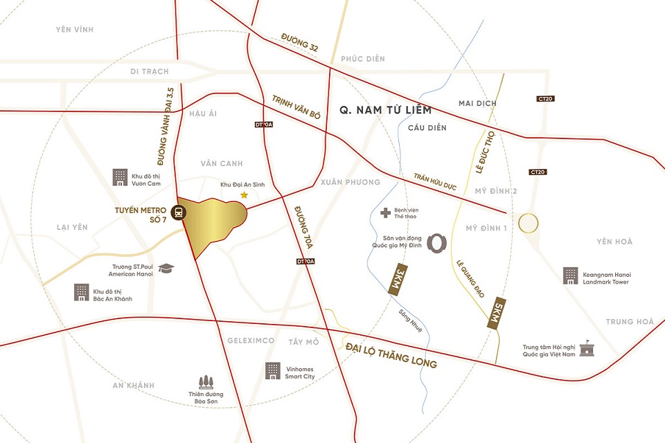 Tọa độ Vàng lõi CBD Tây Hà Nội trên mặt đường Vành đai 3.5 thịnh vượng