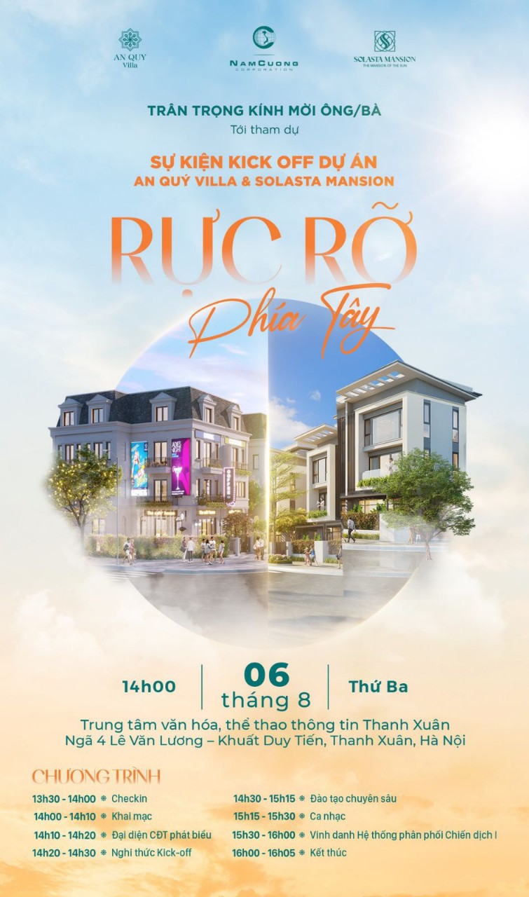 Thư mời Sự kiện Kickoff Dự án An Quý Villa và Solasta Mansion