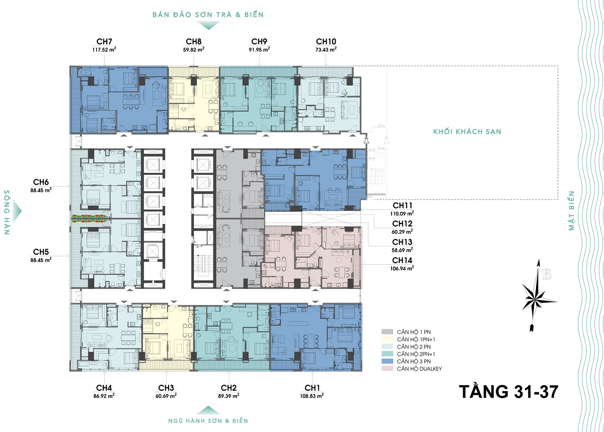 Mặt bằng tầng 31-37 The 6nature Đà Nẵng