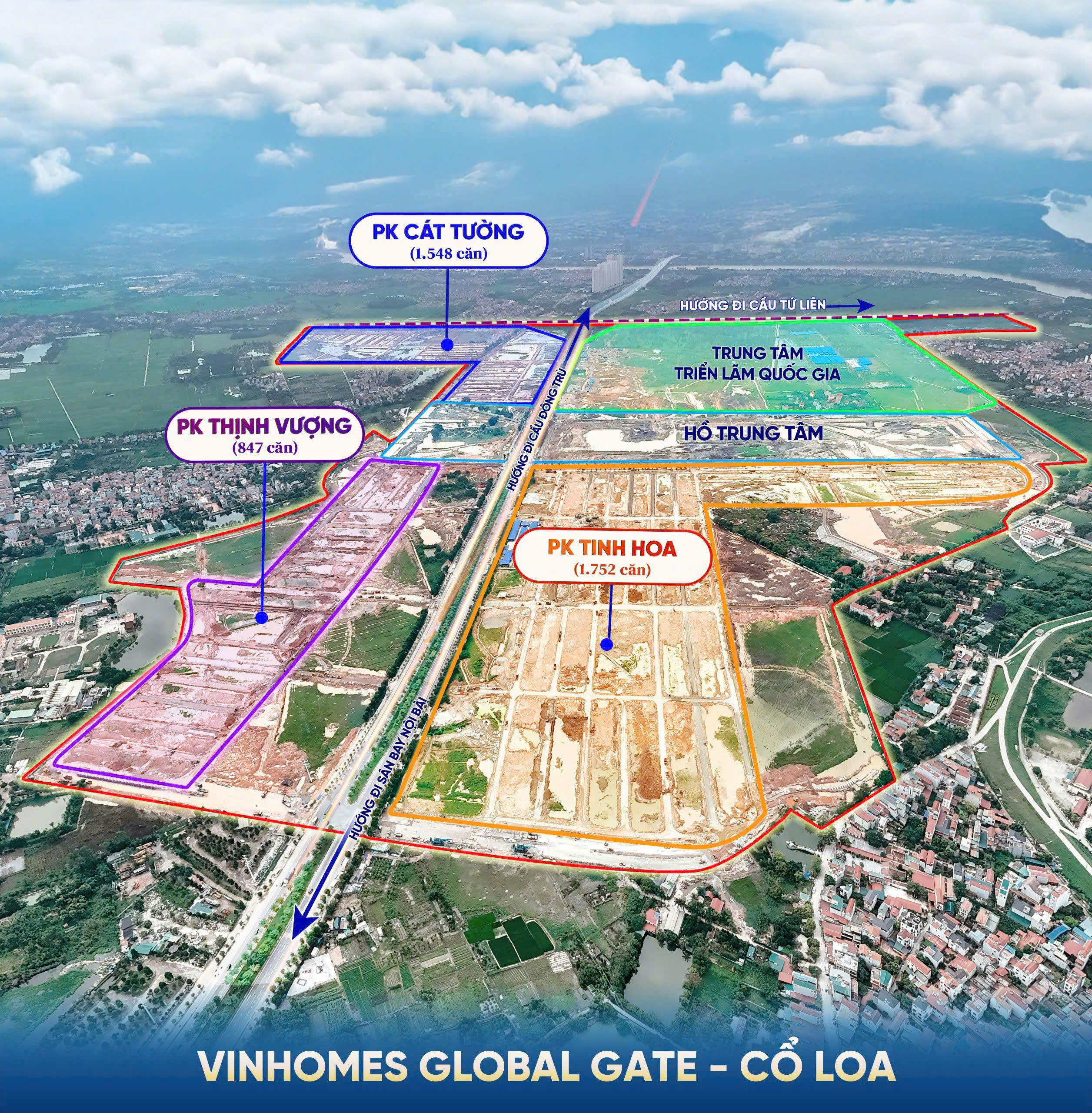 Toàn cảnh Dự án Vinhomes Global Gate Cổ Loa (hướng Nội Bài nhìn về Hải Phòng)