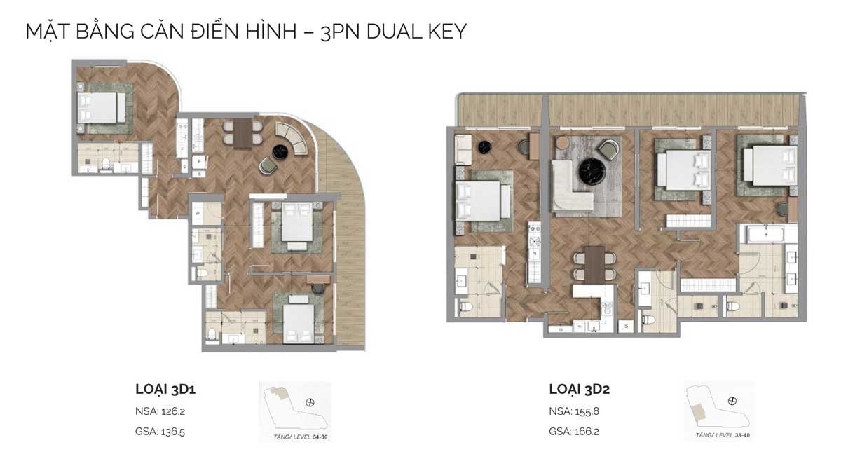 Thiết kế căn hộ 3 Phòng ngủ Dual Key Nobu Đà Nẵng Residences and Hotel