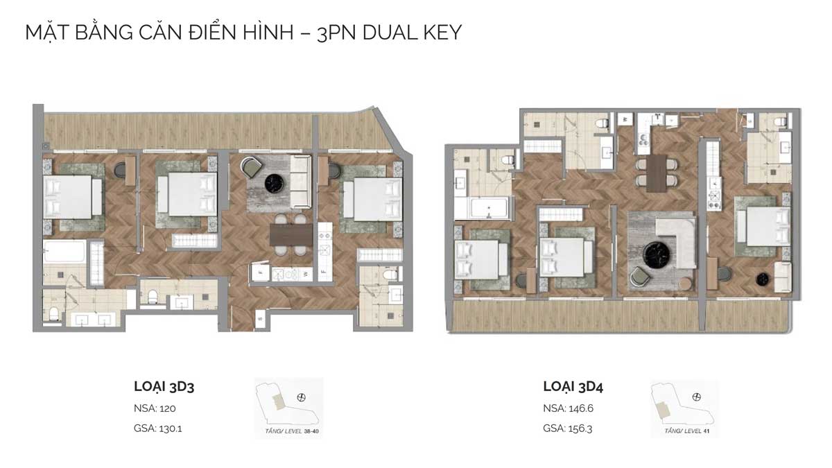 Thiết kế căn hộ 3 Phòng ngủ Dual Key Nobu Đà Nẵng Residences and Hotel