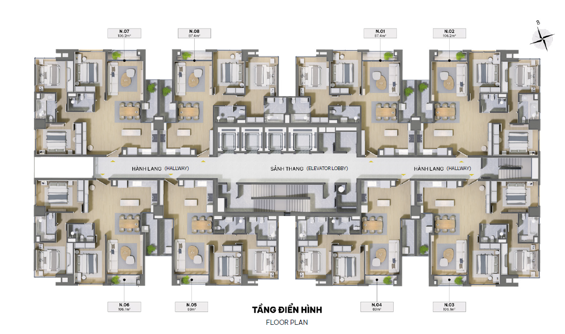 Mặt bằng Tiêu chuẩn Dự án Căn hộ hạng sang The Nelson Private Láng Hạ