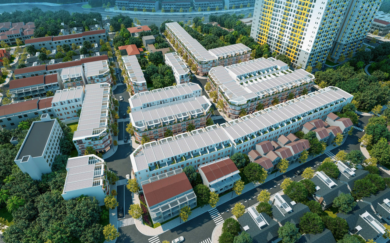 136 căn nhà phố, liền kề, shophouse trong Tổ hợp Bcons City với 5 tòa chung cư hiện hữu