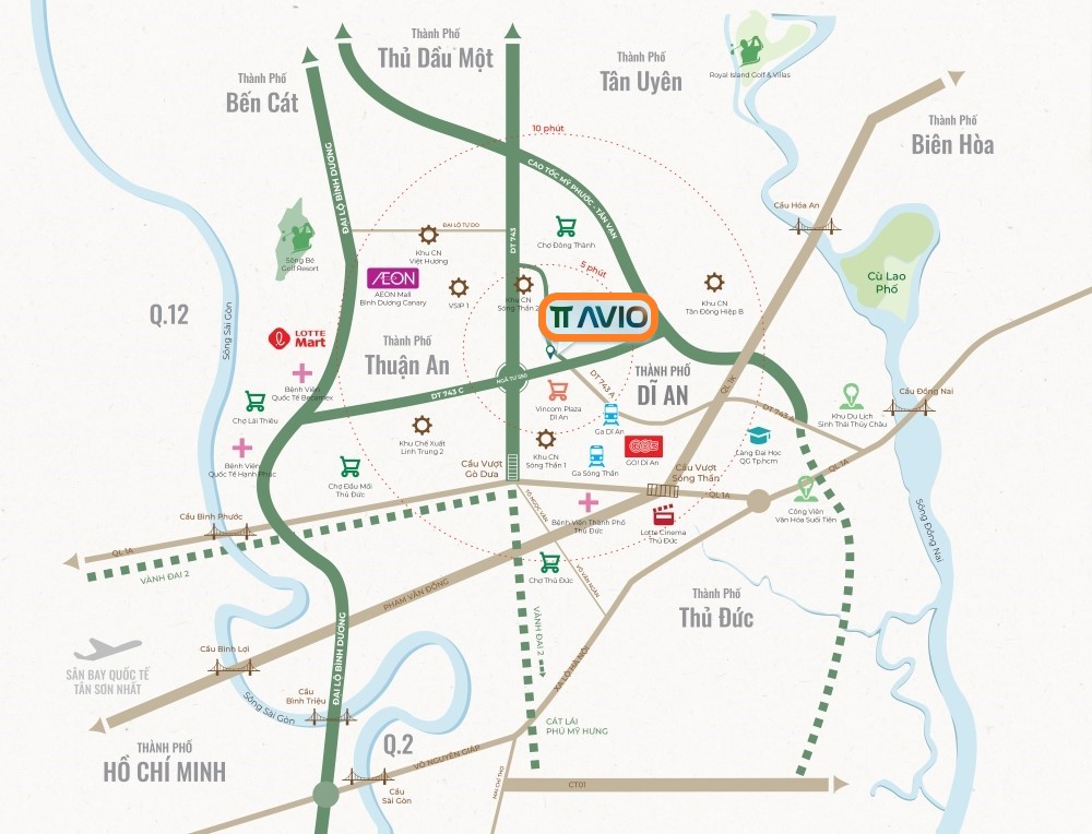 Tọa độ đắt giá Trung tâm của Trung tâm Dự án TT Avio Tân Đông Hiệp TP Hồ Chí Minh
