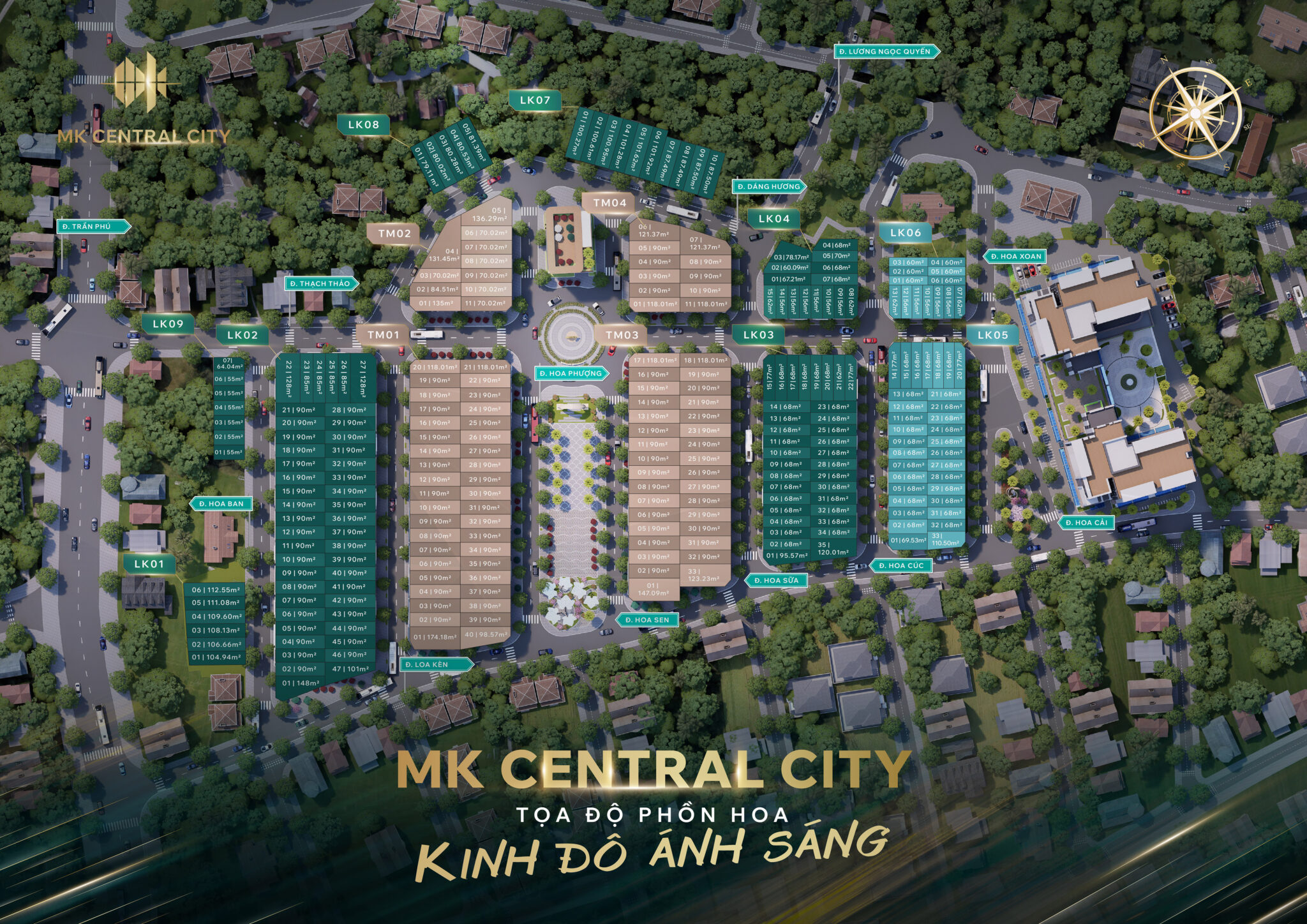 Tổng mặt bằng Dự án MK Central City Phan Rang 265 nhà phố, liền kề, đất nền