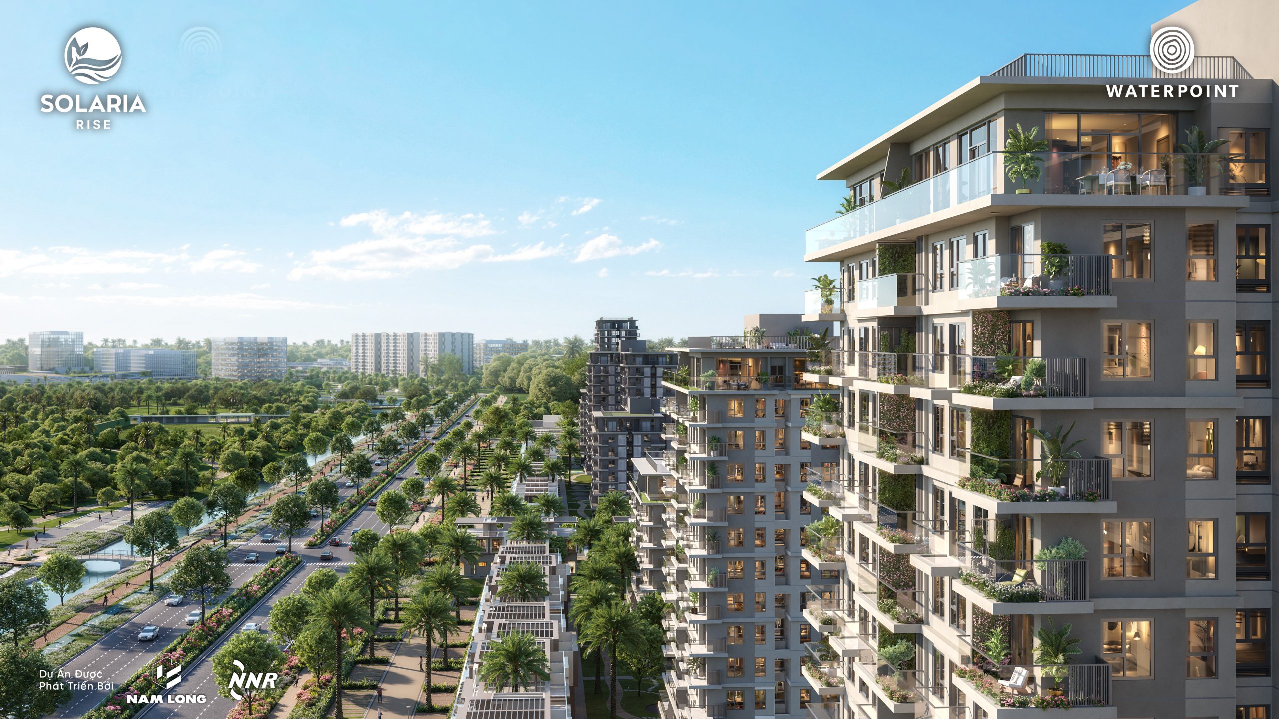 Căn hộ Solaria Rise 3 phía đều sở hữu tầm view Sông Vàm Cỏ Đông đắt giá