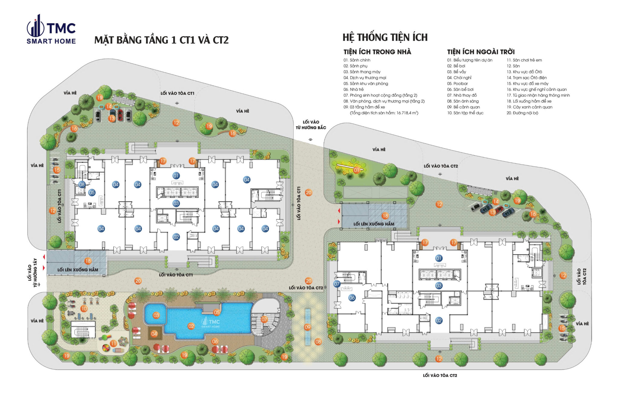 Mặt bằng Tiện ích Dự án TMC Smart Home Đông Ngạc