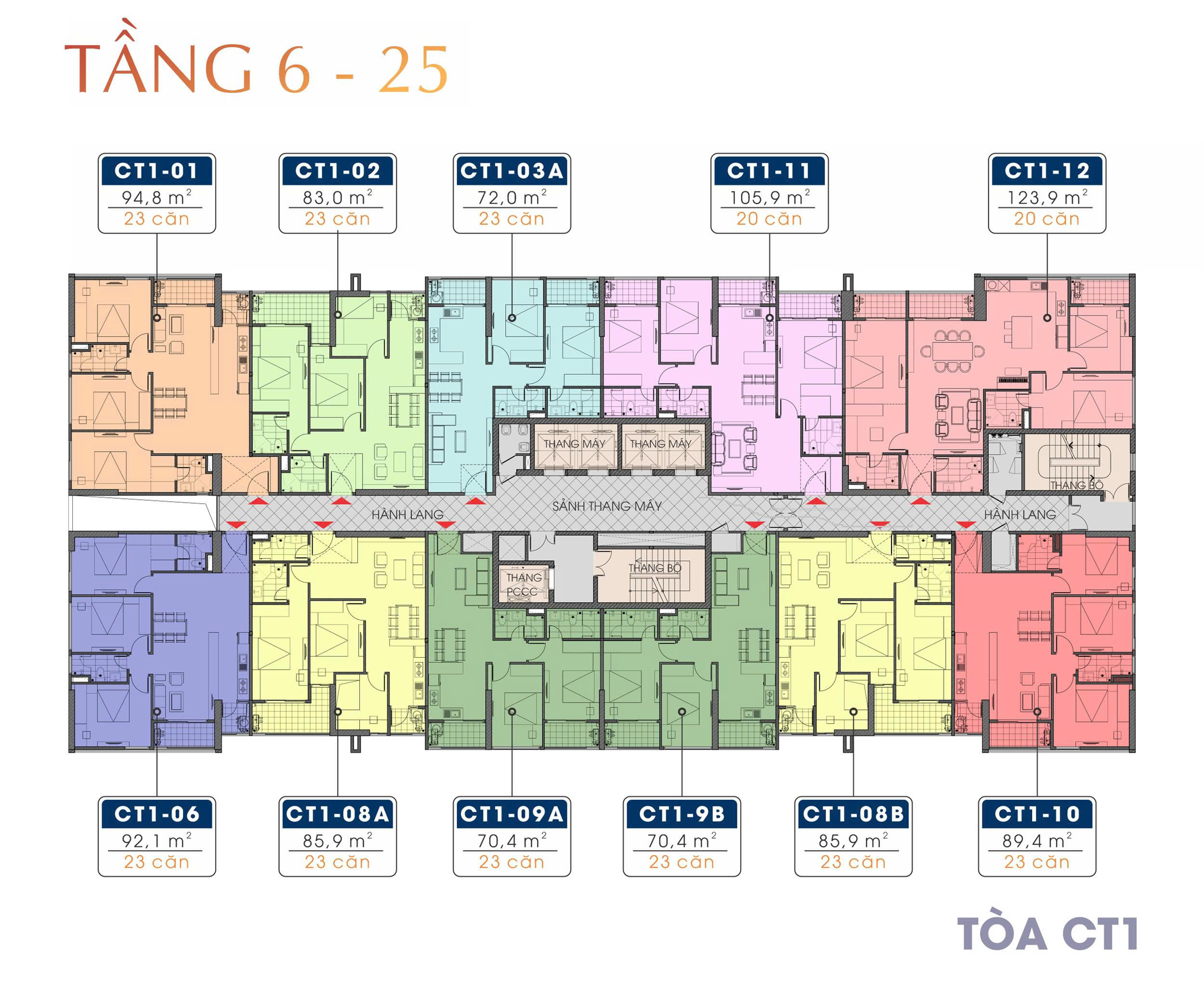 Mặt bằng Tầng 6-25 Dự án TMC Smart Home Tây Hồ Tây