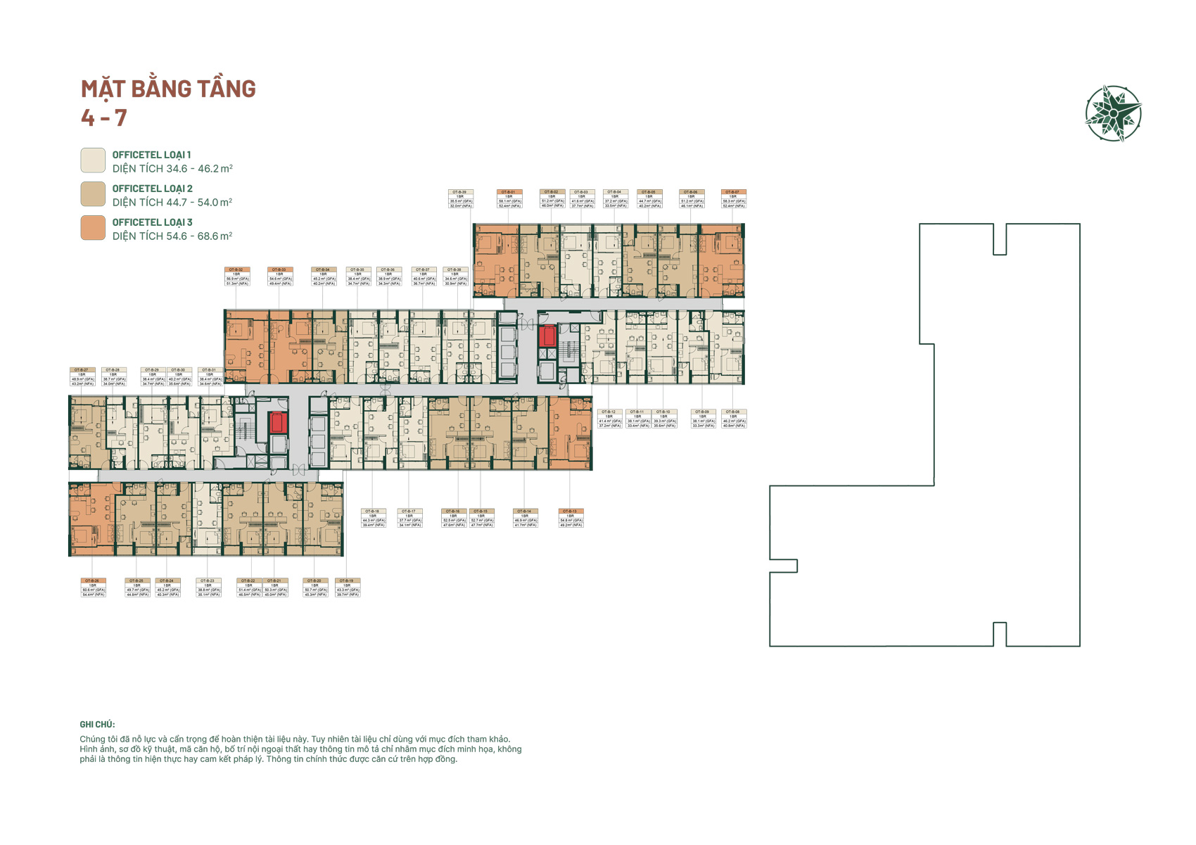 Tầng căn hộ officetel Happy One Mori Lái Thiêu tầng 4-7