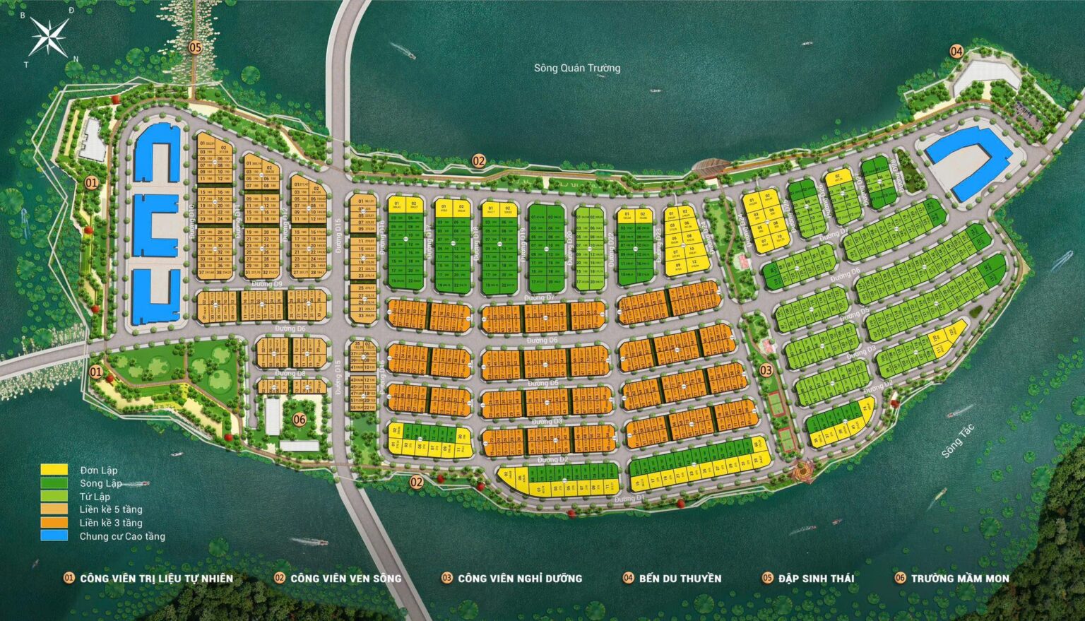 Tổng mặt bằng Đảo 3 (Đảo Nam) Dự án Sun Charmora City Nha Trang