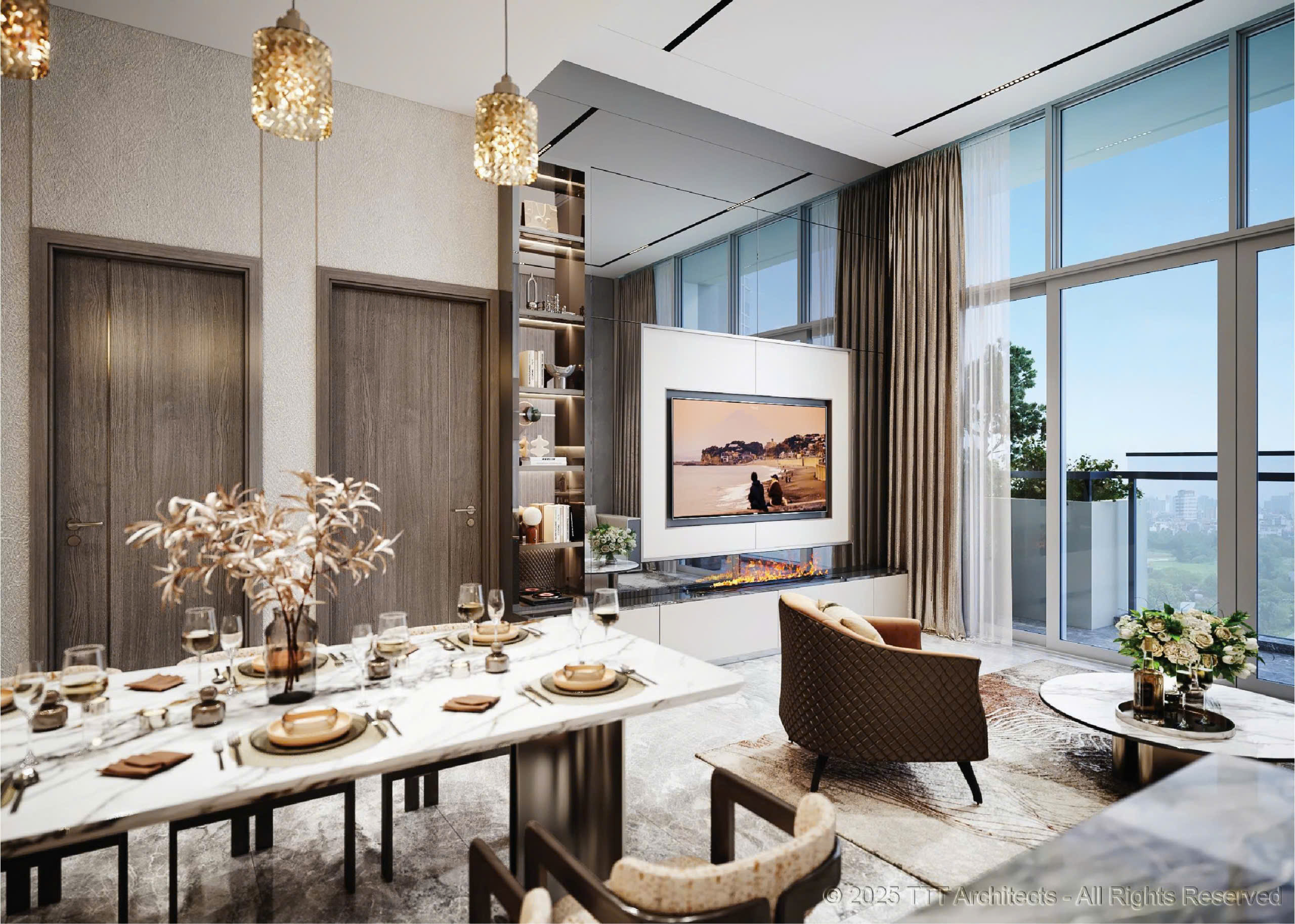 Nội thất phòng khách điển hình Dự án Celestine Westlake Tây Hồ