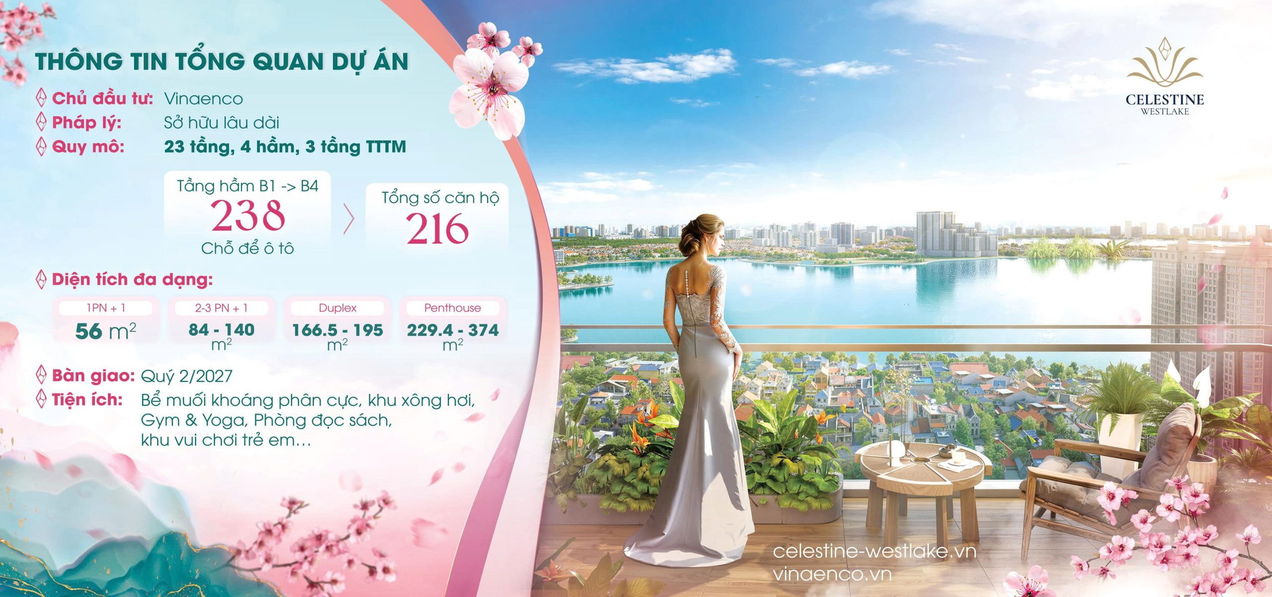 Celestine Westlake Tây Hồ 2 tháp 23 tầng + 4 tầng hầm