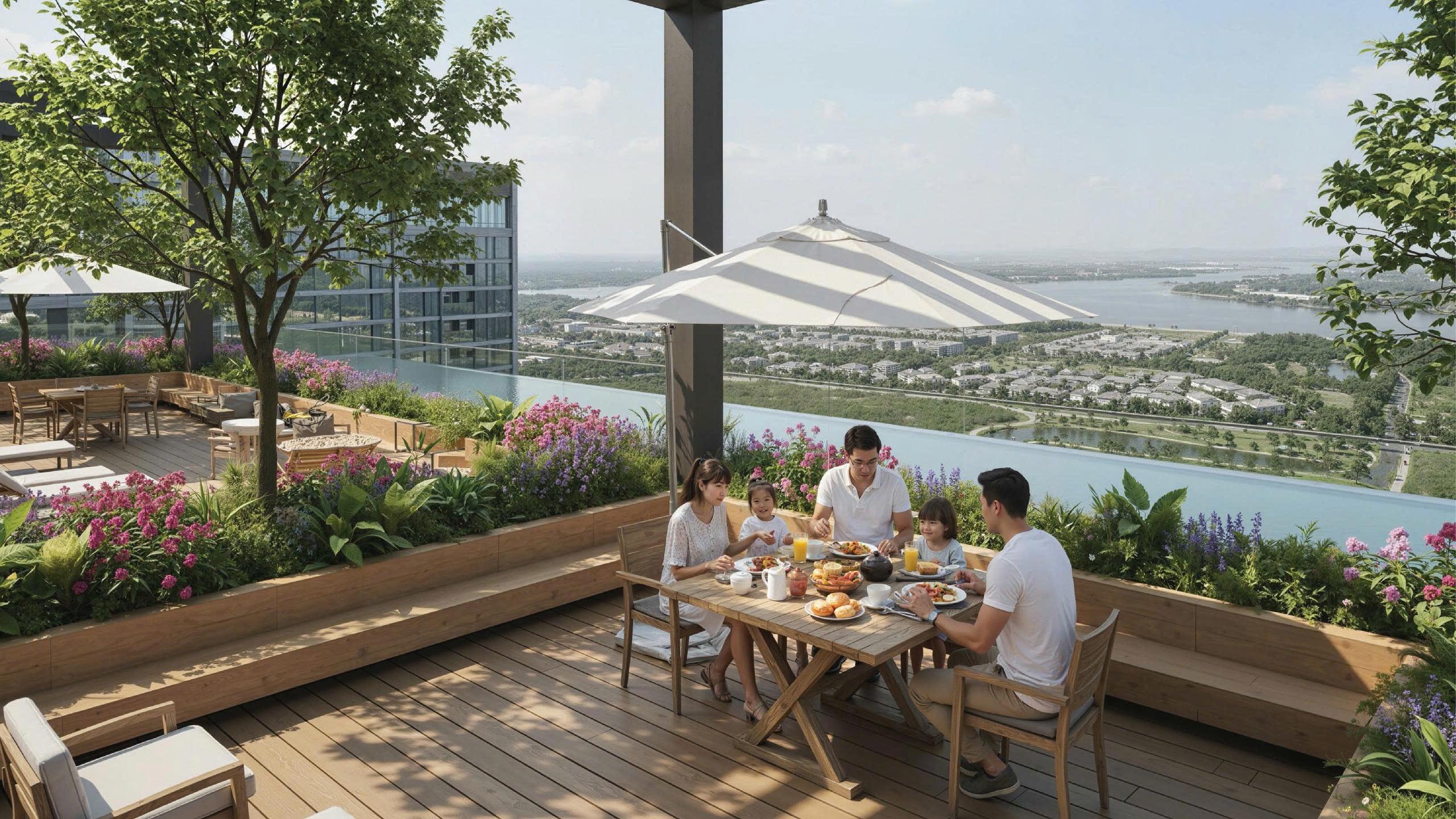 Sky garden là những khu vườn xanh mát tầng cao