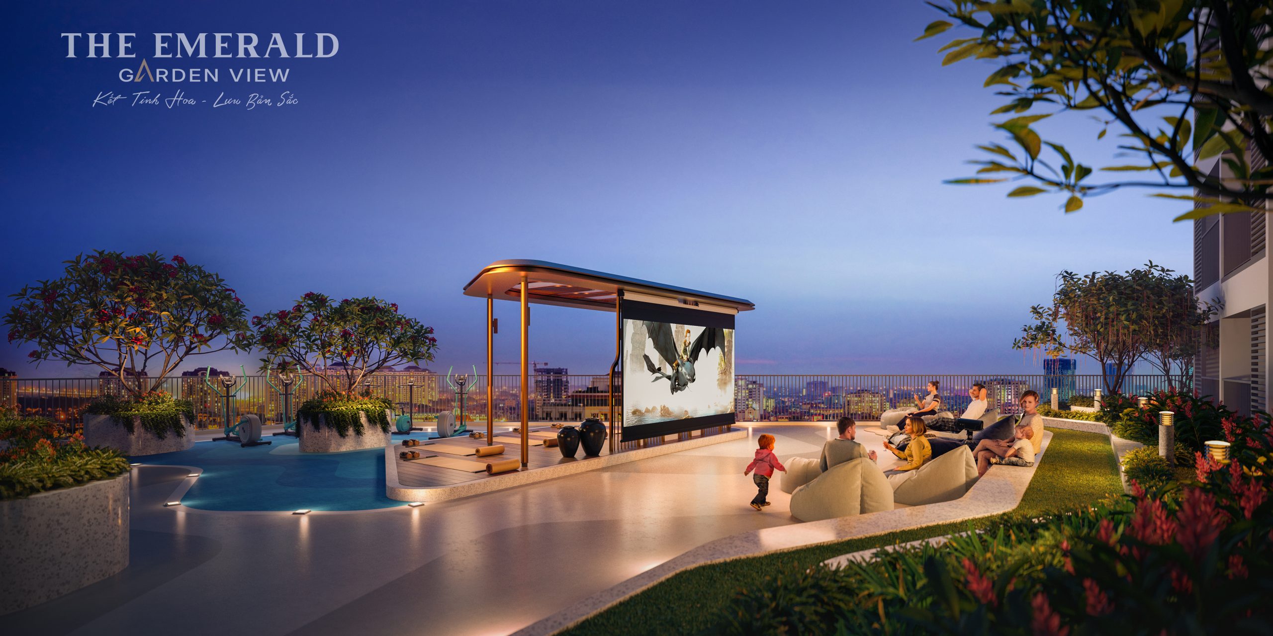 Không gian Sky-Garden & Cine Bar tại The Emerald Garden View Thuận An
