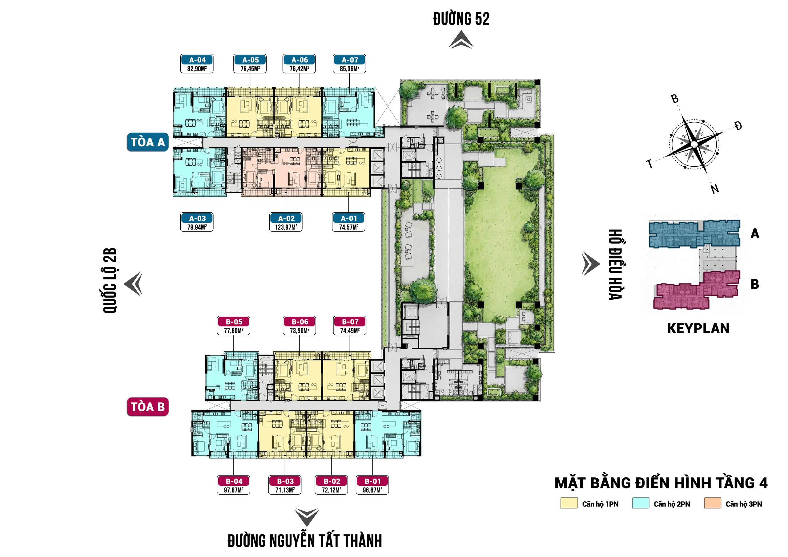Mặt bằng tầng 4 chung cư Eden Park Vĩnh Phúc