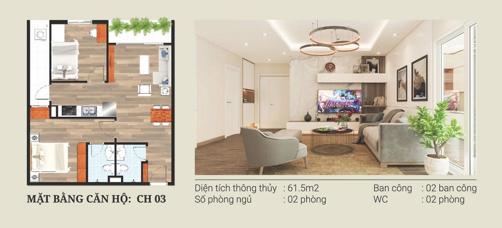Căn hộ 61,5m2